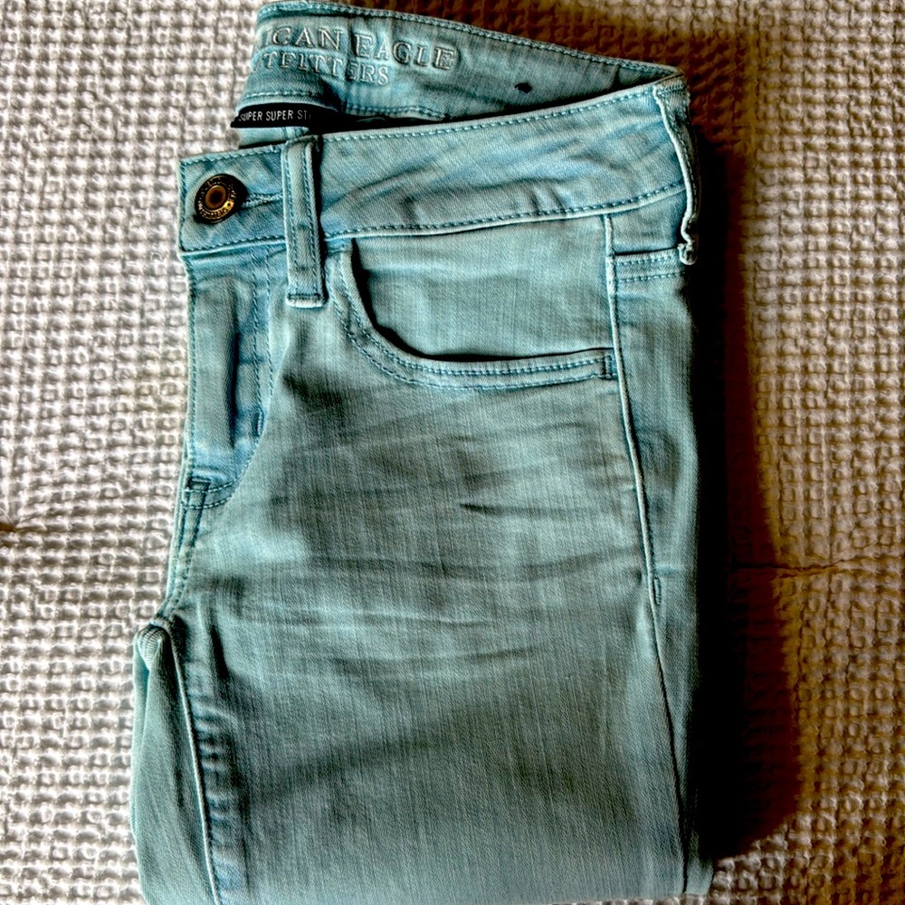 American Eagle Outfitters, super super stretch. Size 2  light blue - Picture 4 of 6